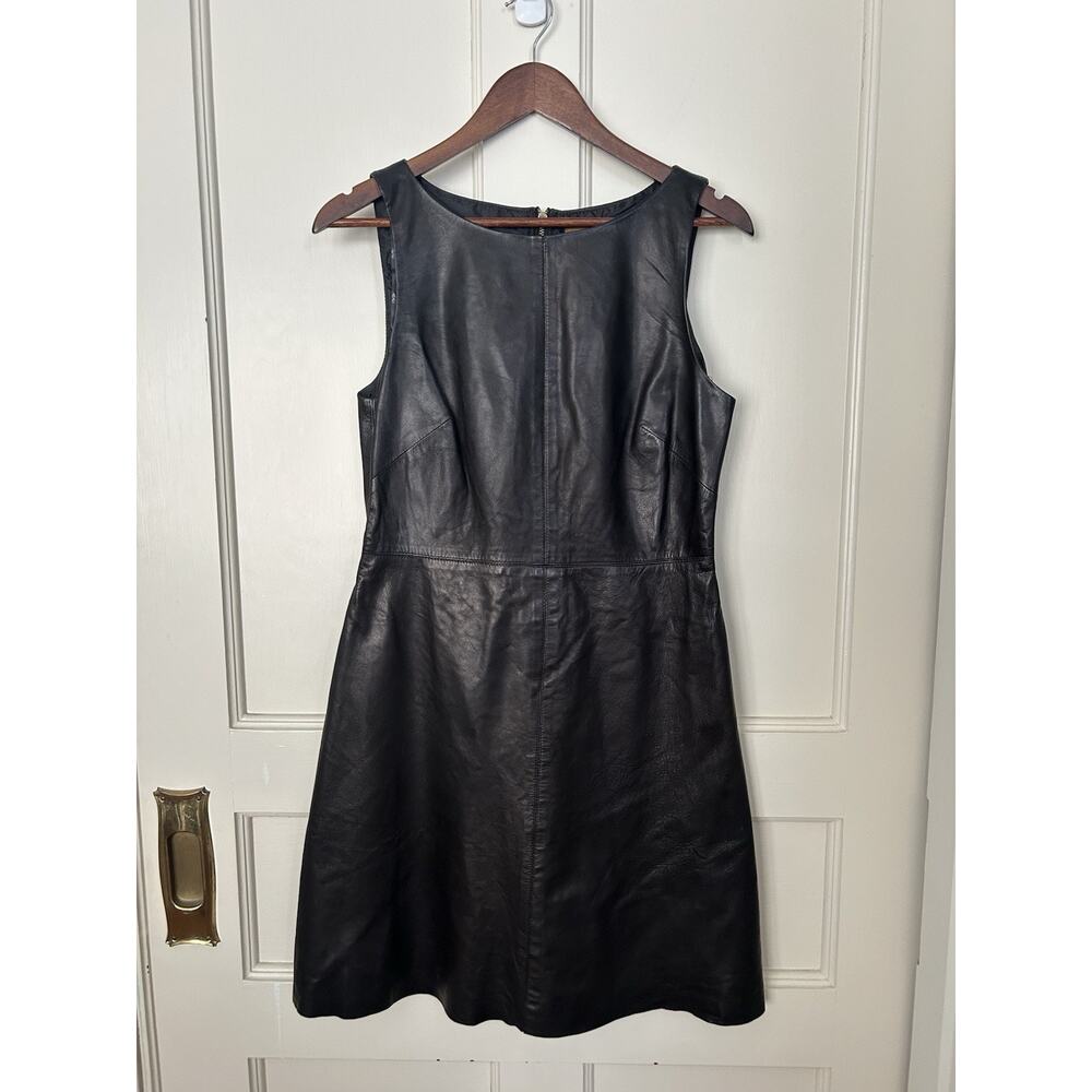 Ali Ro Leather Sheath Dress Womens SIze 8 Black Classic Biker Punk USA